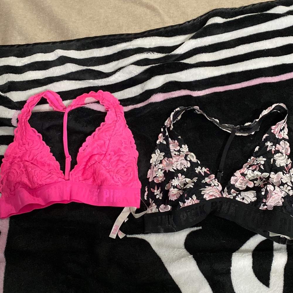 Two lace Victoria secret bralettes